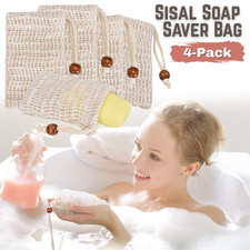 4-Pack Natural Sisal Soap Saver Bags   Exfoliating Eco Pouches for Bath  Shower