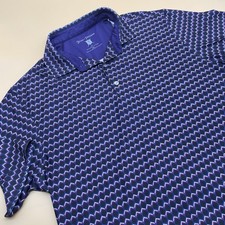 Hickey Freeman Polo Shirt Mens Size Large Purple Geometric Short Sleeve