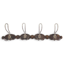 Wandgarderobe Jugendstil – Holz – 4x Haken Metall - Mann mit Bart / Masken