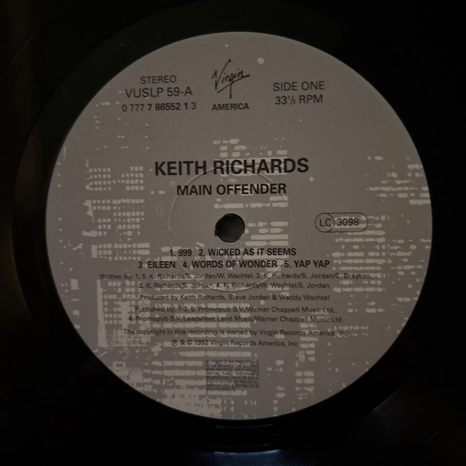 Keith Richards - Main Offender - 1992 First Press NM/VG+ - Image 4 of 4