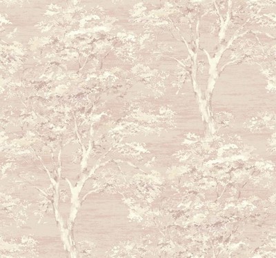 Wallpaper Designer Pink Cream Leafy Trees 60 sq ft Bolt