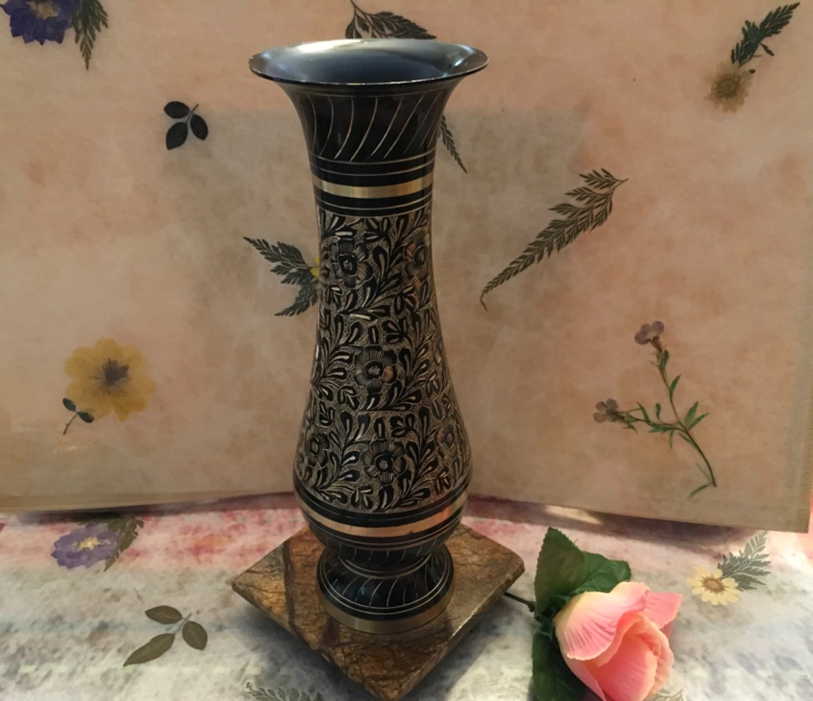 Artisan Black and Gold Decorative Vase