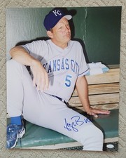 George Brett Signed 16x20 Rare Dugout Image Mint Signature JSA Authenticated