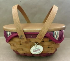 Longaberger 2004 Tree Trimming Gumdrop Basket with Liner / Lid / Tie-On Perfect