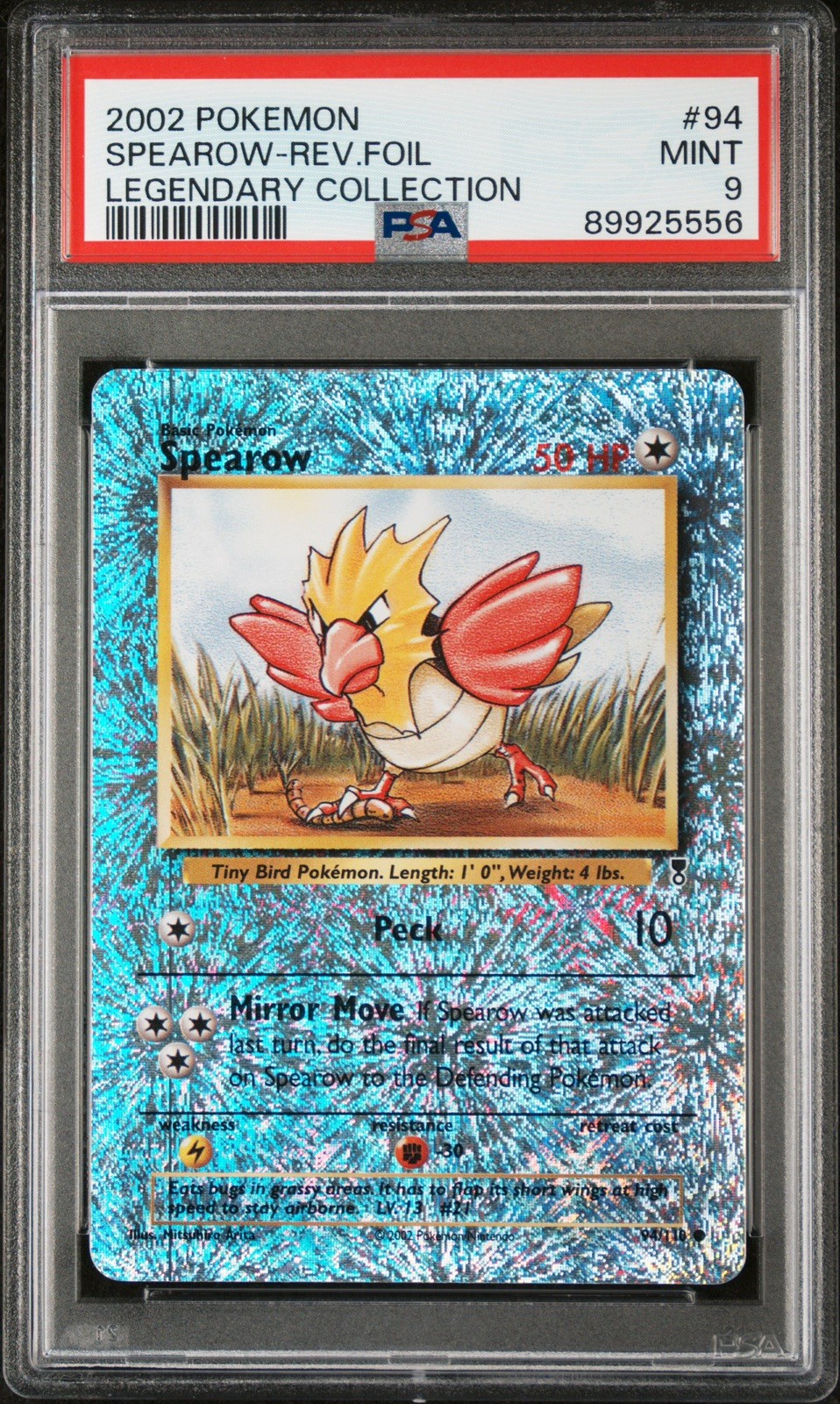 2002 POKEMON LEGENDARY COLLECTION #94 SPEAROW-REVERSE FOIL PSA 9