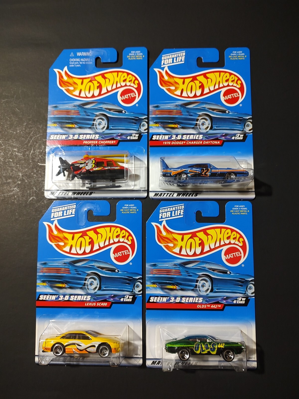 Hot Wheels Seein' 3-D Series 2000 Cars 009-012 4-Piece Collector Set