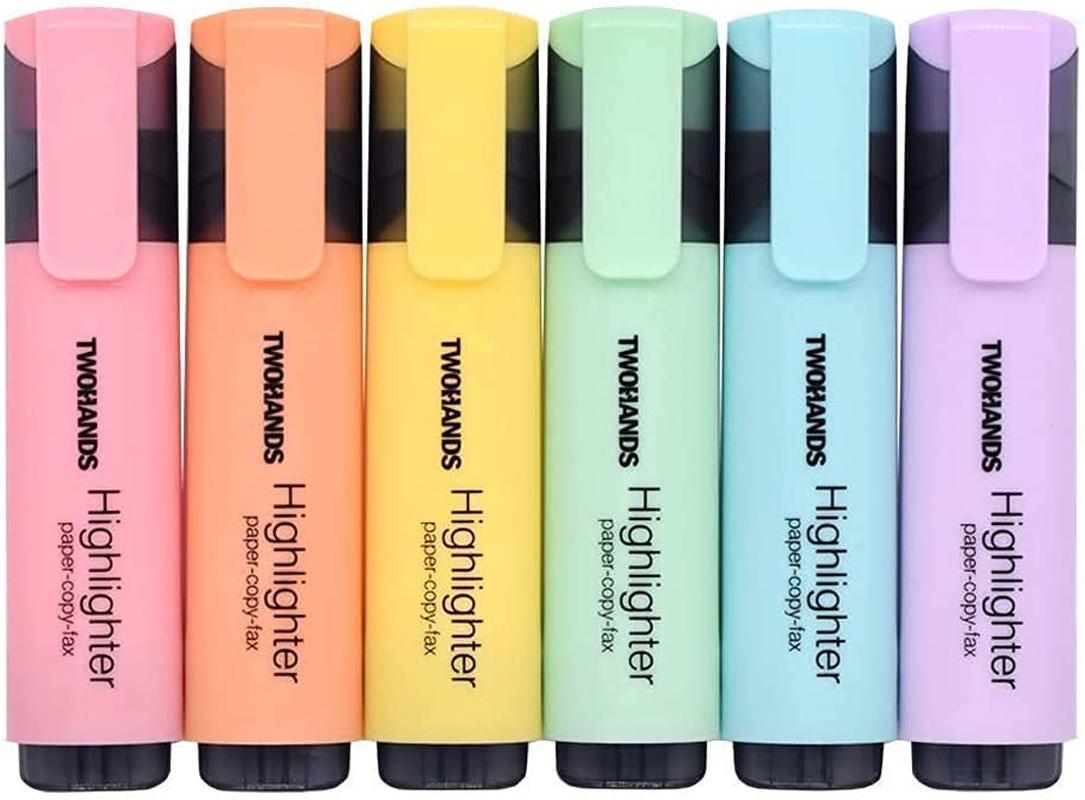 Highlighter,Chisel Tip Marker Pen,6 Assorted Pastel Colors,20079