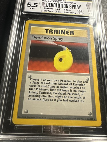 1999 Pokémon Base Set Unlimited Trainer Devolution Spray HGA 5.5 EX+ Graded 72 - Picture 5 of 14