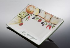 BASSANO rechteckige Käse- "Formaggio" Schale italienische Keramik 33x22 Reliefen