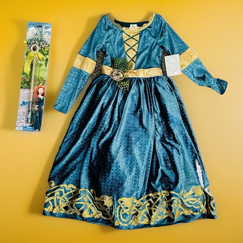 NUEVO CON ETIQUETAS Disney Parks Princesa Mérida Valiente Disfraz y Varita Iluminada 2 piezas Niños Talla 9/10 Foto 3 de 4