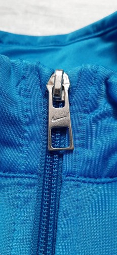 Nike Sz 7 Boys Full Zip Up Front Activewear Track Jacket Blue Blk Orange Striped - Picture 5 of 7