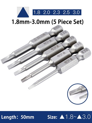 5Pcs Magnetic Triangle Head Screwdriver Bits S2 Steel 1/4" Hex Shank 50mm Long - Picture 7 of 7