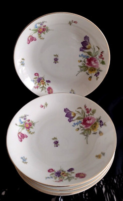 Vintage Fein Bayreuth Sophienthal Garden Soup Bowls 7 pc Set 1945-1969 Germany
