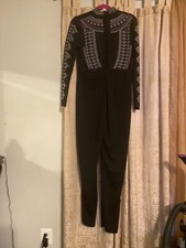 black rhinestones bodysuit Fashinnova