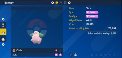 Pokemon Scarlet & Violet 6IV Shiny Cleffa Max EVs
