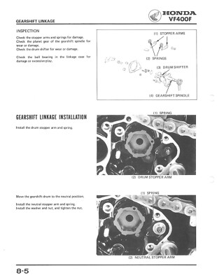 HONDA Workshop Manual VF400F 1982 & 1983 Maintenance Service