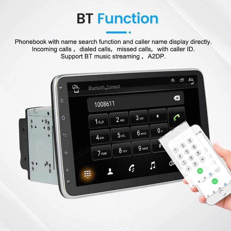 Double 2DIN Rotatable 10.1in Car Radio Android 13 Touch Screen Player GPS 4+64GB - Image 4 of 4