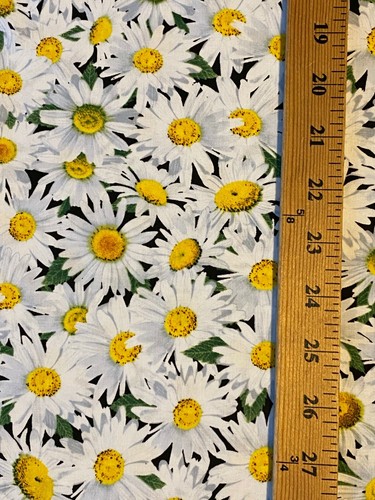 TELA DE ALGODÓN CON FLORES FLORAL MARGARITA REALISTA PARA ENFERMERAS DAISES EN PRIMER LUGAR - Imagen 4 de 5