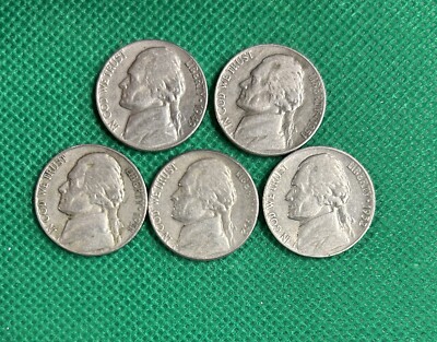 Jefferson Nickels 1949-P, 51-P, 51-D, 52-P, 52-S (Lot #JN-78b)