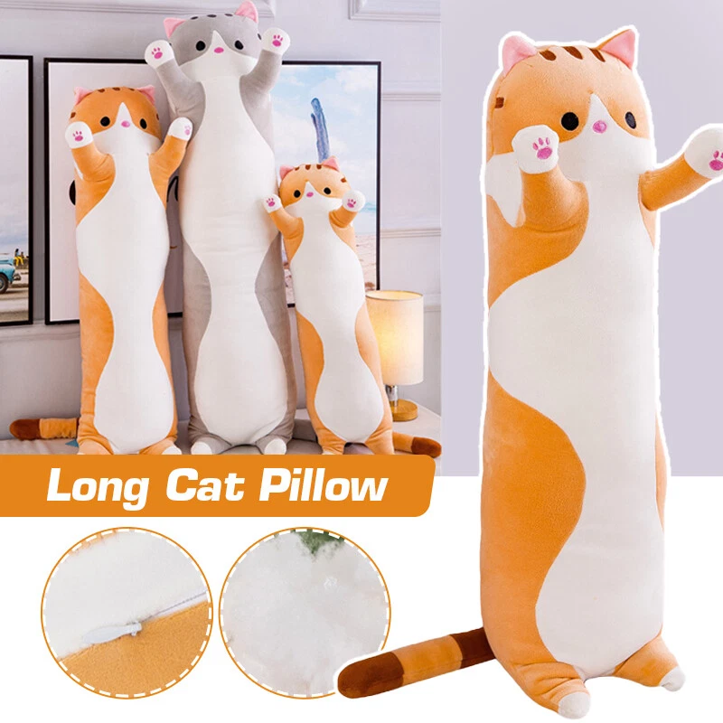 Long Cat Plush Pillow Soft Neck Pillow Doll Cushion Cotton Kitten Toy 50 110cm