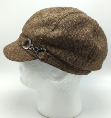 SOMETHING SPECIAL hat fitted brown puffy newsboy cap 