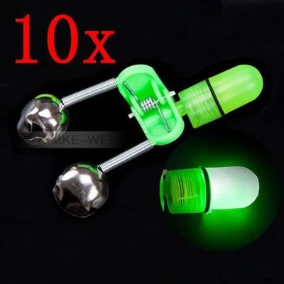 10x LED Doppelglocke Bissanzeiger Aalglocke Angeln Alarm Clip Fischen tool