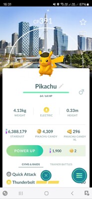Shiny Pikachu ( Safari Zone Black Hat ) ( Incheon BG ) Pokémon Trading Go