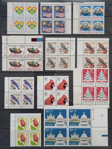MS-44 US PLATE BLOCKS ALL MNH 1987-1991 CV $28.10 SELL @ FACE VALUE