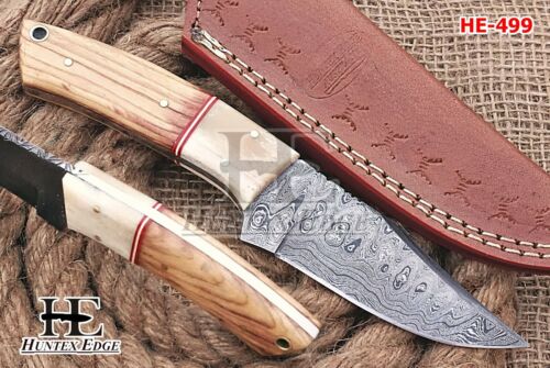 HUNTEX Custom Handmade Damascus Steel 200mm Long Olivewood Hunting Camping Knife - Zdjęcie 1 z 9