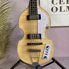 Flamed Maple Top 4String Hollow Body Electric Bass Guitar Maple Neck Chrome Part