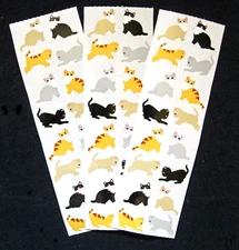 Mrs Grossman Three Vintage 2x6 inch 'Kittens' Sticker Sheets