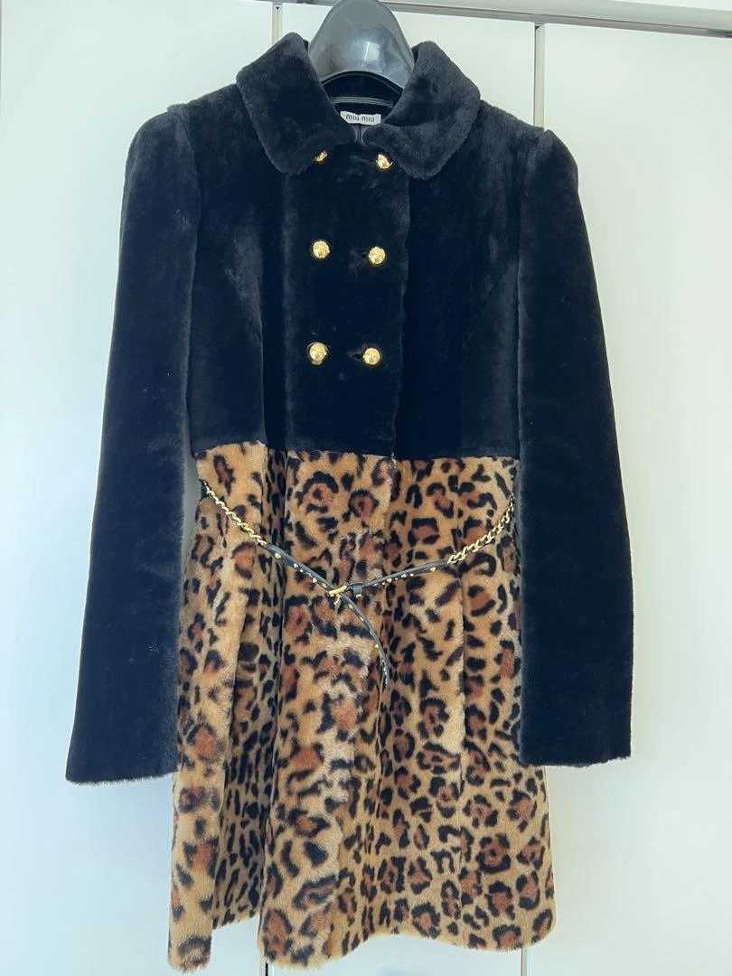 Cappotto Miu Miu stampa leopardata bicolore doppio bottone taglia 38 usato buonezioni