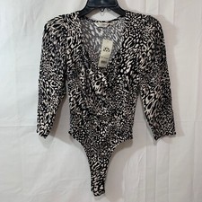 Miss Selfridge Womens SWEETHEART WRAP BODYSUIT IN ANIMAL PRINT Size 4