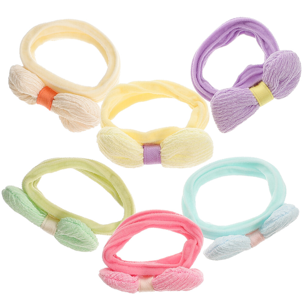 6PCS Rubber Bands Girls Hair Ties Toddler Hair Bows Bow Hair Ties