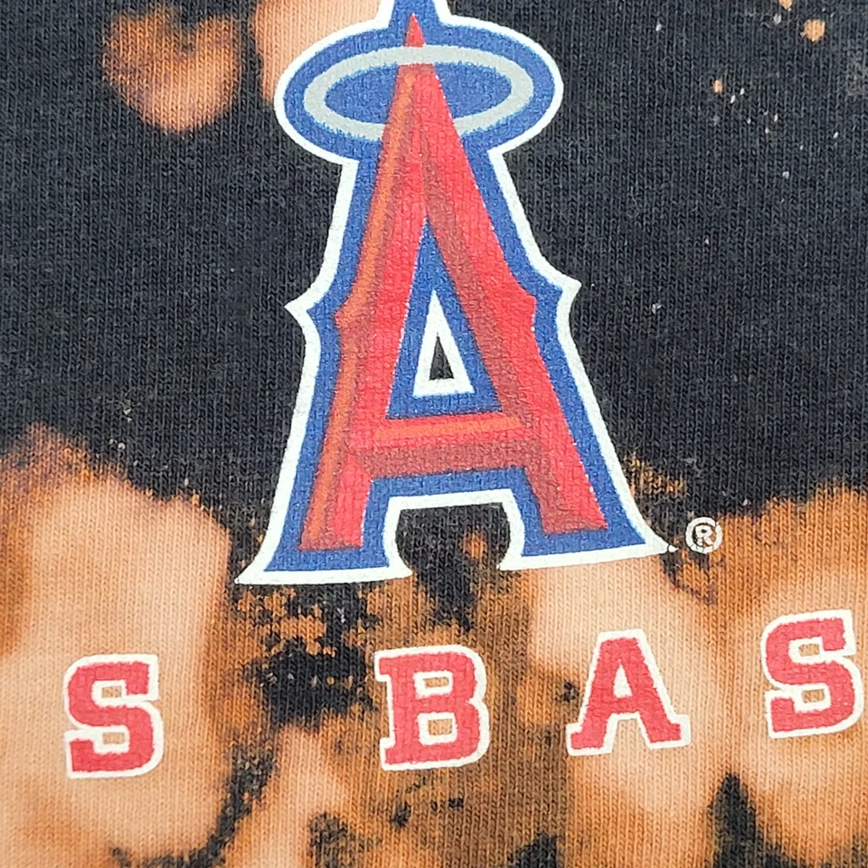Los Angeles Angels Bleach Tie-Dye Shirt Womens Small 17x21 Bleached Cotton Tee - Image 4 of 4