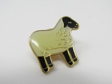 Vintage Sheep Pin Brooch Gold Tone Enamel Black Face Lamb Farm Animal