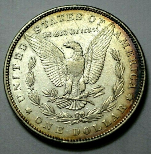 1882-P UNC Morgan Dollar Silver Coin Rare Natural Rainbow Toning Coin ! - Picture 2 of 6