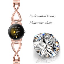 For Google Pixel Watch 1 2 Strap Bling Rhinestones Metal Steel Gift Watch Band