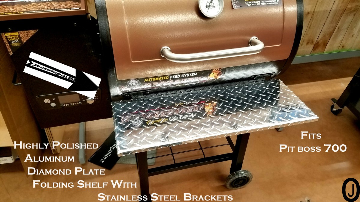 Fits Pit Boss Classic 700 Pellet Grill Aluminum Diamond Plate Folding Shelf