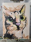 Original Abstract Cat Painting Canvas Neo Expressionist Fine Art Decor 16x12 — photo 4