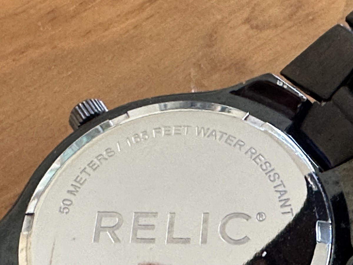 Relic by Fossil ZR11811 Mens Black Date Dial Gunmetal Finish