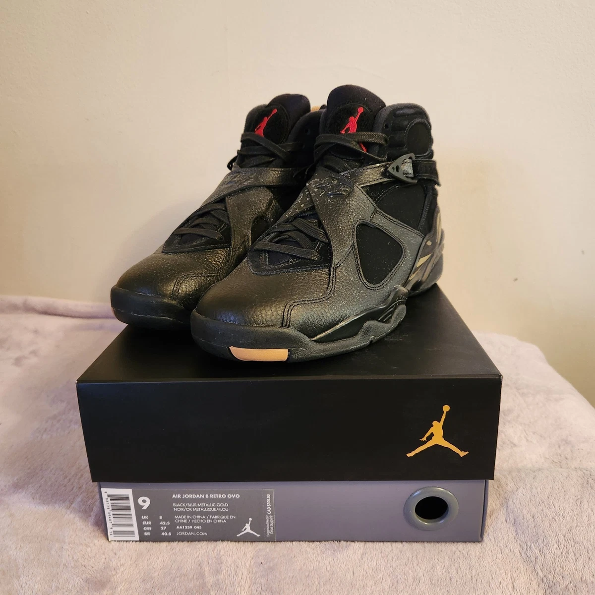 Air Jordan 8 Retro x OVO Black AA1239-045 Authentic Drake Sneakers - Size 14 Drake Signed Nike Air Jordan 8 Retro  main image 3