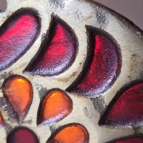 Piatto piano vintage Japan maiale ghisa finto vetro colorato resina rosso arancione - Foto 8 di 13