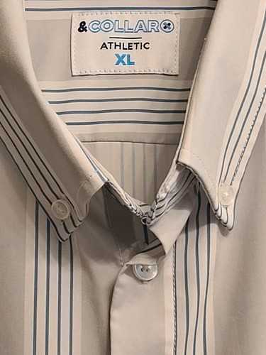 &Collar Short Sleeve Pocket Button-Down Shirt Athletic XL - Picture 2 of 11
