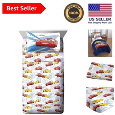 Ultra-Soft Disney Cars 3-Piece Twin Bedding Set with Fitted Sheets  Pillowcase