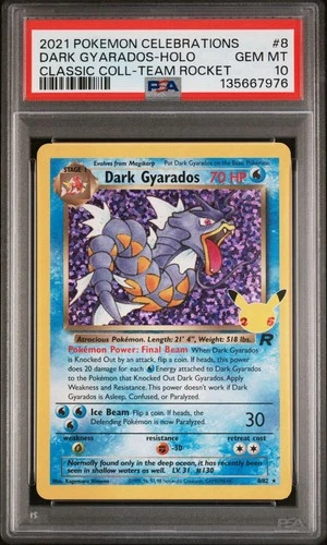 2021 POKEMON CELEBRATIONS CLASSIC COLL #8 DARK GYARADOS-HOLO PSA 10