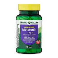 Spring Valley Fast-Dissolve Melatonin Dietary Supplement Tablets, 3 mg, 120 Ct