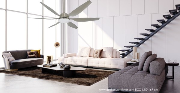 Vam Energiespar Deckenventilator ECO-LED 167 Cm Nickel Led-Leuchte Fernbedienung-image