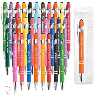 LUAVIARU 40 Piece Inspirational Pens Kit with Stylus Tip & 20, A-Multicolor