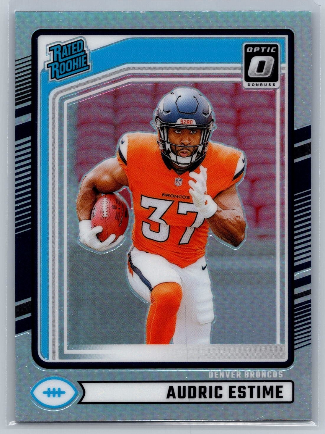 2024 Panini Donruss Audric Estime Optic Rated Rookie Preview Holo #335 Broncos